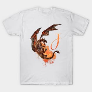 Drachen Buchstabe J T-Shirt